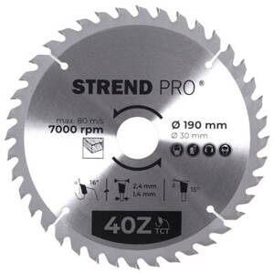 Kotúč Strend Pro TCT 190x2.4x30/20 mm 40T, na drevo, pílový, SK plátkami
