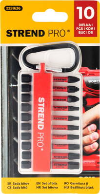 Sada bitov Strend Pro Premium, PH, PZ, TORX, S2, 1/4", 50mm, 10 dielna