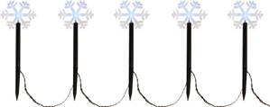 Reťaz MagicHome Vianoce Frozen SnowFlake, 5 LED studená biela, 3xAA, IP44, exteriér, L-1,40 m