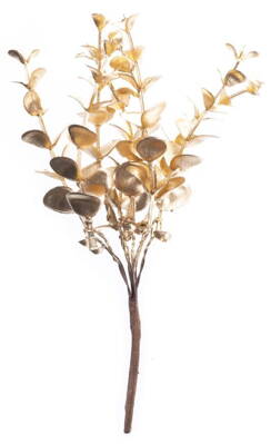 Vetvička MagicHome Vianoce, eukalyptus, zlatá, 15 cm, bal. 6 ks
