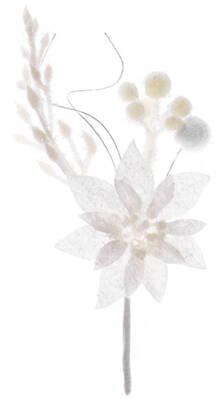 Vetvička MagicHome Vianoce, s kvetom poinsettia, biela, 19 cm, bal. 6 ks