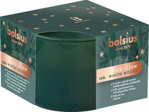 Sviečka Bolsius True Glow, v skle, rastlinný vosk, vôňa zimnej dreviny, 24 hod., 63x90 mm