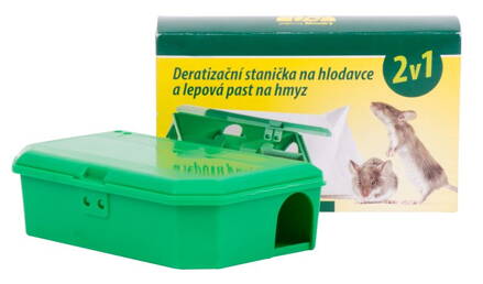 Stanička deratizačná 2v1, pre otravu na hlodavce, lepová pasť na hmyz