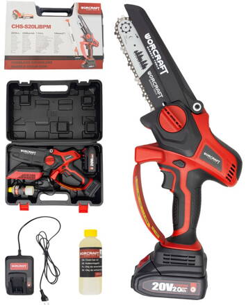 Píla Worcraft CHS-S20LiBPM ShareSYS, 20V Li-Ion, ručná, mini reťazová, bezuhlíková, lišta 15 cm, SET v kufri (náhrada za 114570)