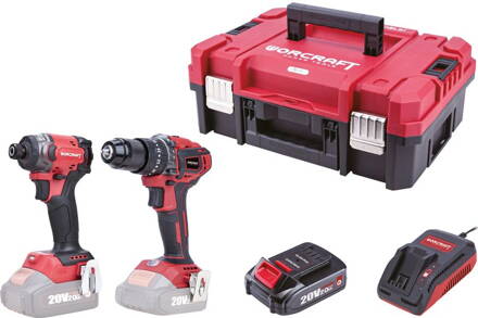 Set Worcraft XCUBE030 ShareSYS Toolbox, uťahovák 260 Nm, skrutkovač 50 Nm, 1x 2.0 Ah akumulátor, 1x rýchlonabíjačka