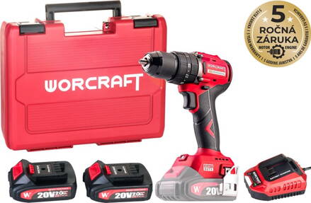 Skrutkovač Worcraft CHD-S20LiBCM ShareSYS, 20V, 60Nm, 2x Li-ion 2 Ah, 1x nabíjačka, bezuhlíkový, SET