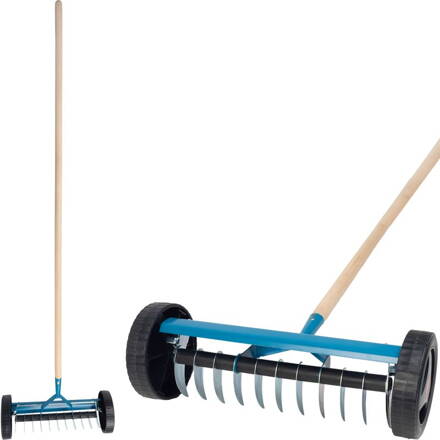 Hrable na trávnik Strend Pro R152W, 11 zubé, prevzdušňovacie na burinu, s kolieskami, s násadou