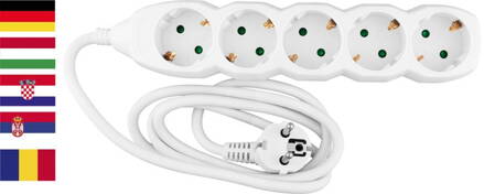 Kabel Strend Pro DG-805B 01,50 m, predlžovací, 5 zásuviek