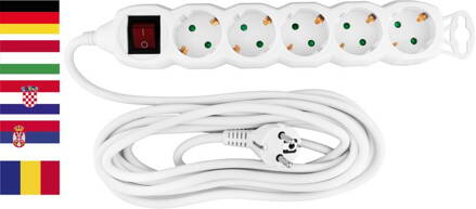 Kabel Strend Pro DG-805BK 05,00 m, predlžovací, 5 zásuviek + vypínač