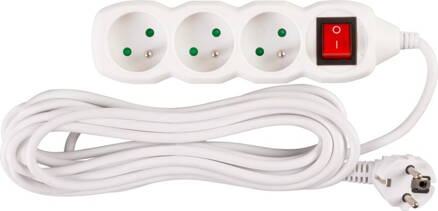 Kabel DG-F803BK 05,00 m, 3 zásuvky + vypínač
