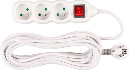 Kabel DG-F803BK 07,00 m, 3 zásuvky + vypínač