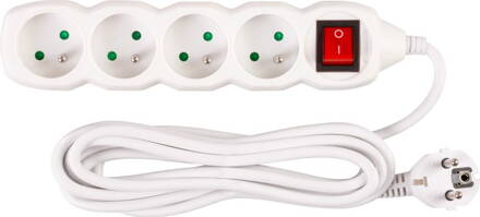 Kabel DG-F804BK 03,00 m, 4 zásuvky + vypínač