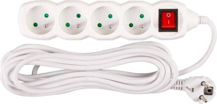 Kabel DG-F804BK 05,00 m, 4 zásuvky + vypínač