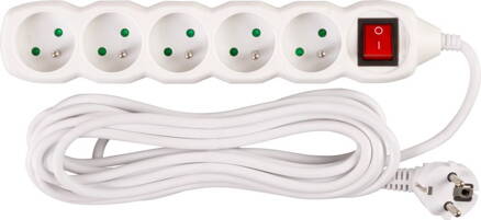 Kabel DG-F805BK 05,00 m, 5 zásuviek + vypínač