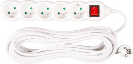 Kabel DG-F805BK 10,00 m, 5 zásuviek + vypínač