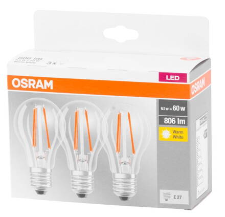 Ziarovka OSRAM® LED FR 060 non-dim, 7W/827 E27 2700K MULTIPACK, Star CLASSIC, MATNÁ, bal. 3 ks