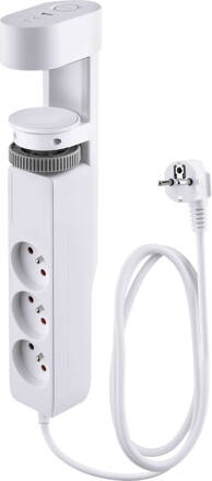 Kábel Strend Pro, L-1,4 m, predlžovací, 6v1, 3x zásuvka, 2x USB-A, 1x USB-C, s upnutím na stôl
