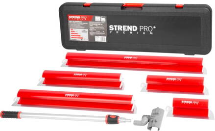 Sada hladítok Strend Pro Premium Ergonomic, na stierky a sadrové omietky, 250-1000 mm, 1,05-1,88 m teleskopická tyč, držiak, v kufri