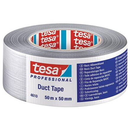 Paska tesa® BASIC Duct Tape, strieborná, textilná, 50 mm, L-50 m