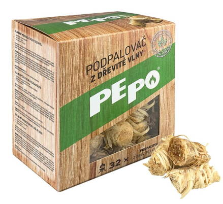 Podpalovac PE-PO®, drevitá vlna, 32 kúskov