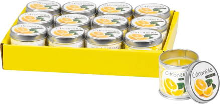Sviečka Citronella 50 g, plechovka, bal. 12 ks, SellBox, 55x55 mm