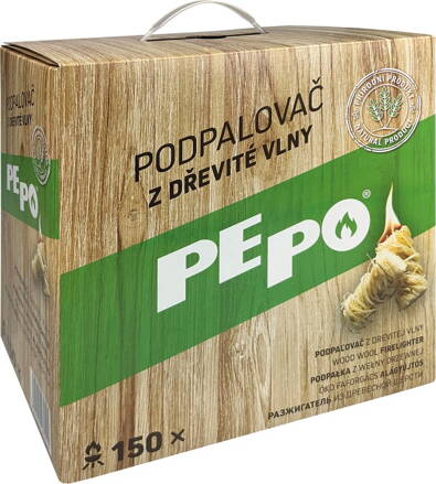 Podpaľovač PE-PO®, drevitá vlna, 150 kúskov