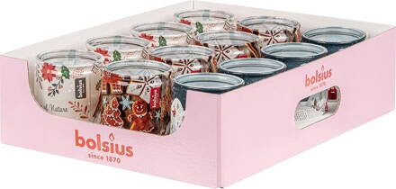Sviečka bolsius Fragranced Glass Vianoce, 82/68 mm, sellbox 12 ks