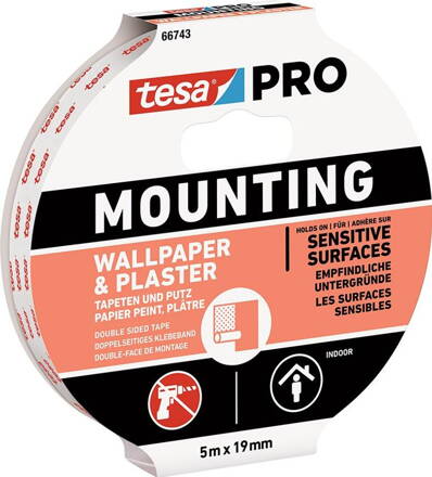 Páska tesa® Mounting PRO, montážna, na tapety a omietky, 19 mm, L-5 m