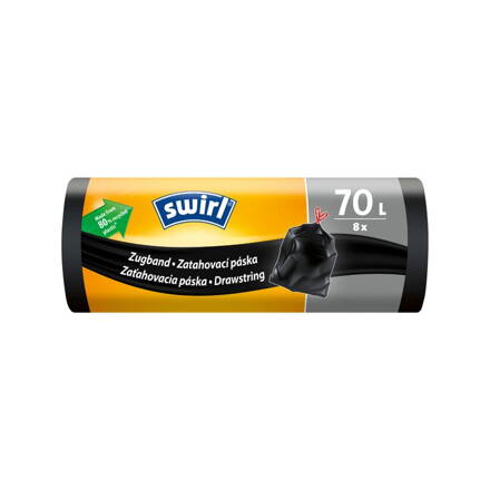 Vrecia Swirl, extra pevné, na odpad, zaťahovacie, čierne, 70 lit., bal. 8 ks