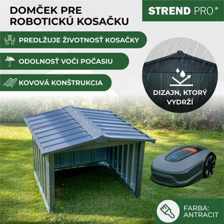 Domček Strend Pro, na robotickú kosačku, garáž, plech, antracit, 86x88x60 cm