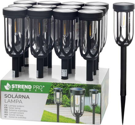 Lampa Strend Pro Garden Elis, solárna, čierna, LED, 7,5x42 cm, Sellbox 12 ks