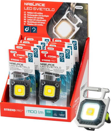 Svietidlo Strend Pro Worklight ZW120402, prívesok, LED 750 lm, magnet, s klipsou, USB nabíjanie, Sellbox 10 ks