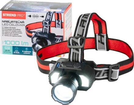 Čelovka Strend Pro Headlight XL121807, LED, 900 lm, ZOOM, 1800 mAh, USB nabíjanie