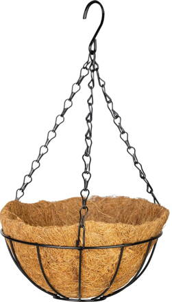 Vešiak Strend Pro, držiak na kvetináč, oceľ/kokos, visiaci, s retiazkou a háčikom, 20 cm