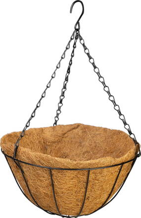 Vešiak Strend Pro, držiak na kvetináč, oceľ/kokos, visiaci, s retiazkou a háčikom, 30 cm