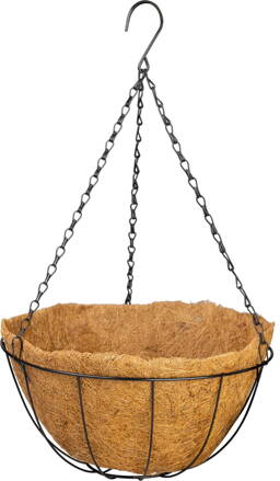 Vešiak Strend Pro, držiak na kvetináč, oceľ/kokos, visiaci, s retiazkou a háčikom, 35 cm