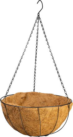 Vešiak Strend Pro, držiak na kvetináč, oceľ/kokos, visiaci, s retiazkou a háčikom, 40 cm
