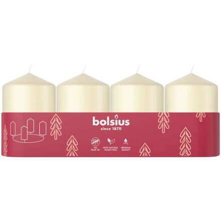 Sviečky Bolsius Pillar Advent, krémové, 60x40 mm, bal. 4 ks