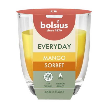 Sviečka Bolsius Everyday, mangový sorbet, 80x70 mm, v skle
