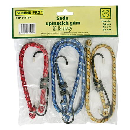 Guma upínacia Strend Pro LB349, 8 mm, 1x 30-50-60 cm, s oceľovými háčikmi