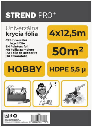 Folia Strend Pro maliarska, Hobby 4x12,5 m, 5,5µ, zakrývacia