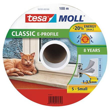Tesnenie tesa® MALL® profil E, 9 mm, biele, 100 m