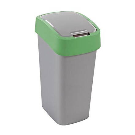 Kôš Curver® FLIP BIN 25L, šedostříbrná/zelená, na odpadky