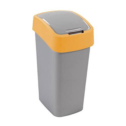Kôš Curver® FLIP BIN 50L, šedostříbrná/žltá, na odpadky