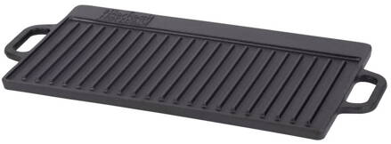 Platna grilovacia PerfectHome GL2, 40x24 cm, liatinová, hladká/pruhovaná