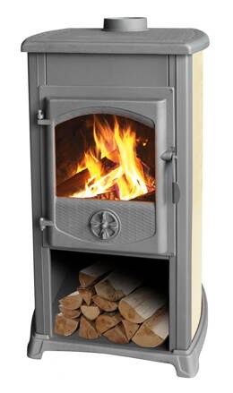 Kachle Thalia Grande, béžová, 12 kW, 120 cm, liatina/šamot
