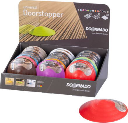 Zarážka do dverí DOORSTOPPER, doraz, plastová zarážka za dvere, dverová zarážka na podlahu, mix farieb, sellbox 24ks