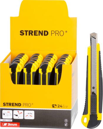 Noz STREND PRO UKBOX-86-9, 9 mm, odlamovací, plastový, Sellbox 24 ks