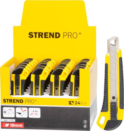 Noz STREND PRO UKBOX-86, 18 mm, odlamovací, plastový, Sellbox 24 ks
