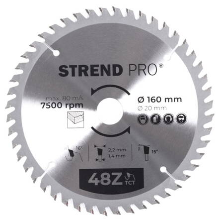 Kotúč Strend Pro TCT 160x2.2x20 mm 48T, na drevo, pílový, SK plátkami